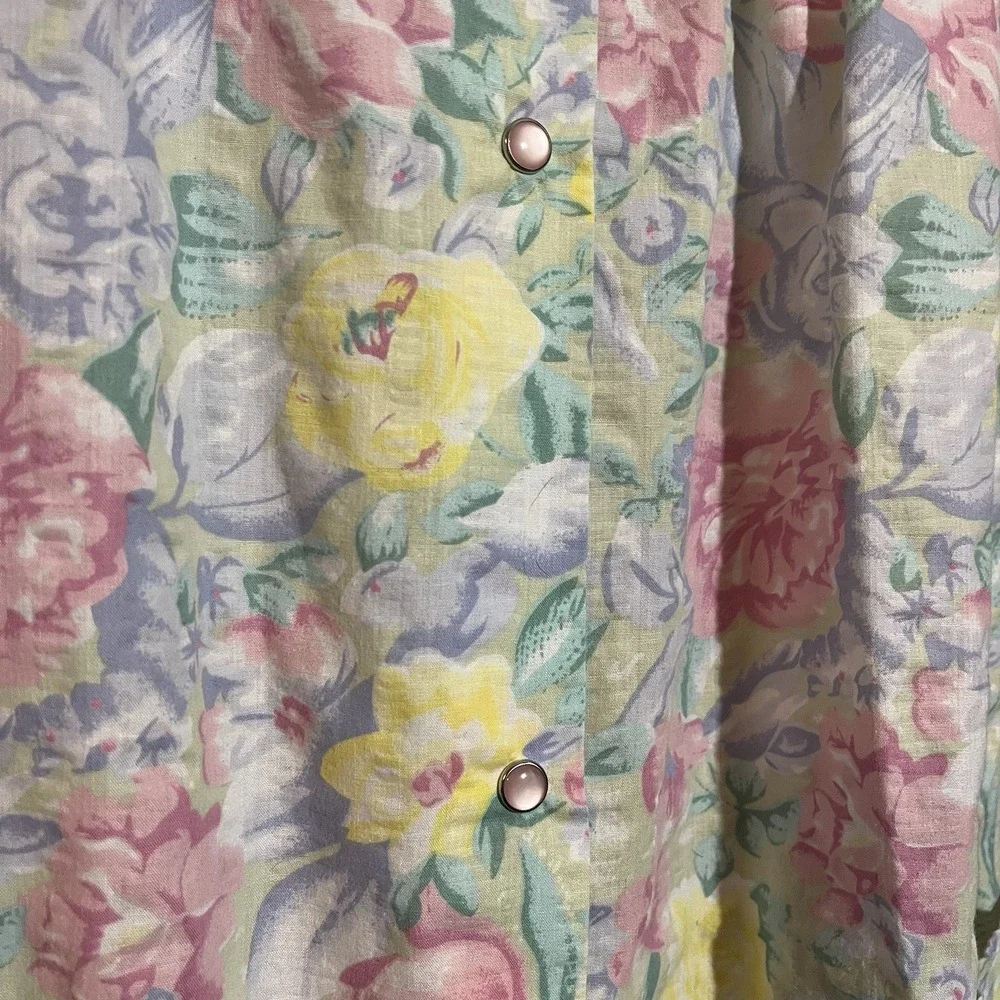 VTG National Housecoat M Pastel  Floral Robe‎ Pockets Grannycore Trad Wife